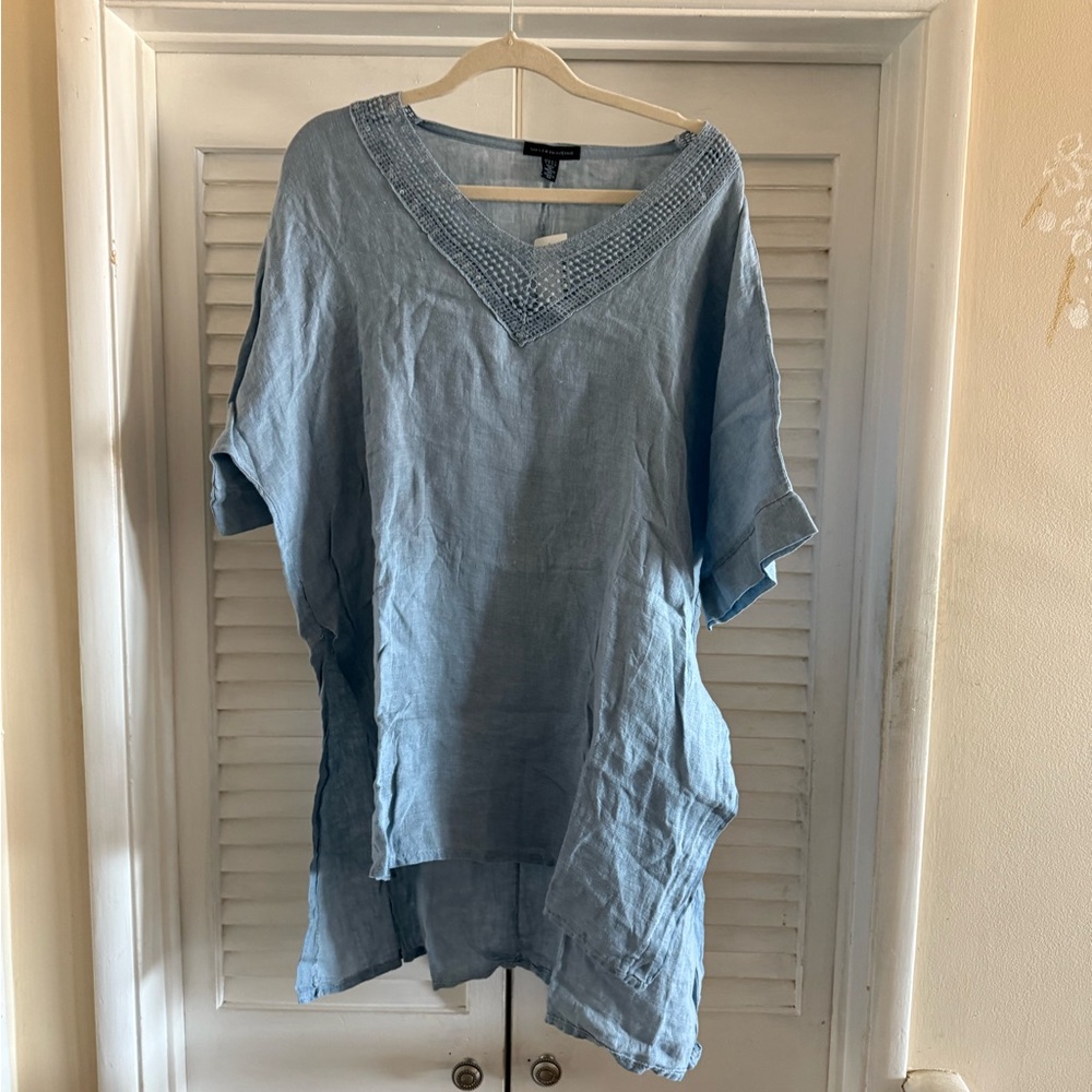 Saks Fifth Avenue Light Blue V-Neck Tunic